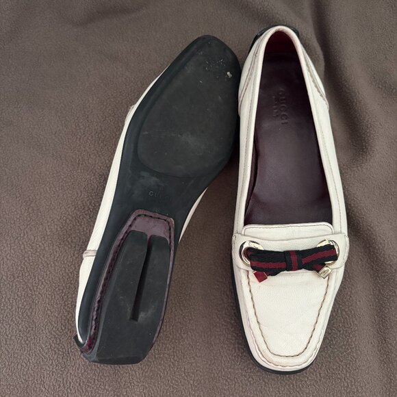 GUCCI Bow Detail Leather Slip On Loafers Women's US 7 - Picture 3 of 6